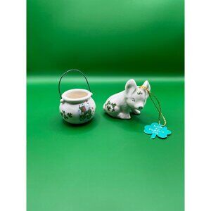 Irish-Themed Ceramic Pig & Pot Set With Shamrock Design - "Irish As Paddys Pig"